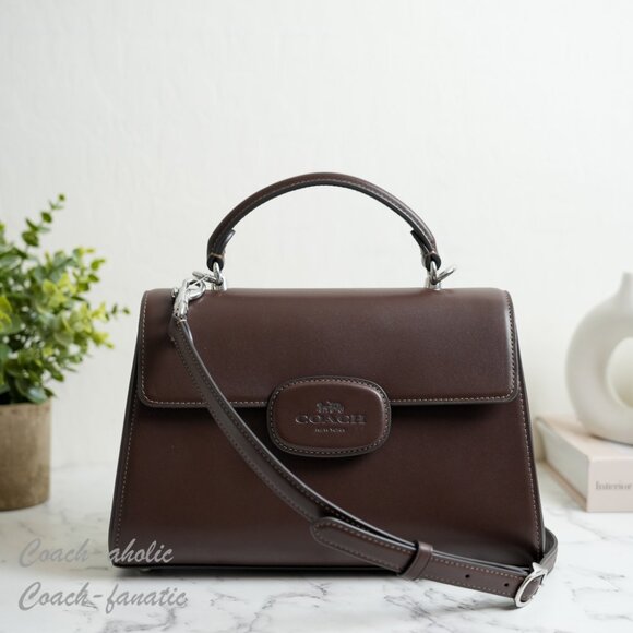 NWT Coach CT852 Eliza Top Handle Bag Leather Crossbody in Silver/Maple - Picture 1 of 12